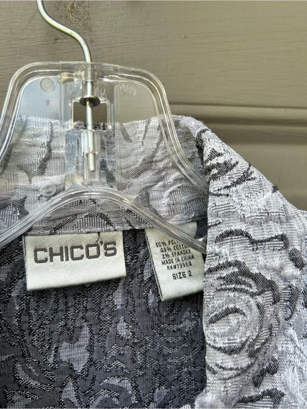Chico's Gray Floral-Print Lightweight Jacket